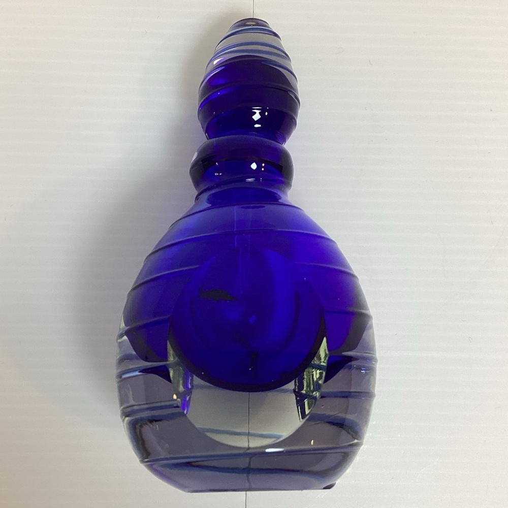 VTG Two’s Company Hand Blown Glass Perfume Bottle With Lid And Dipper Blue - Picture 4 of 9